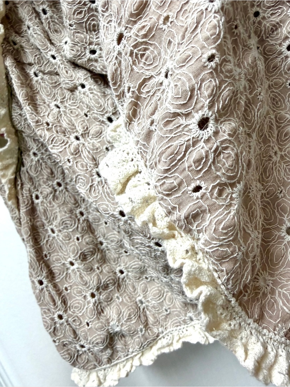 POL Boho Embroidered Olive Green and Taupe Lace Tank Top Pink/Purple Coquette💕 - Picture 12 of 14
